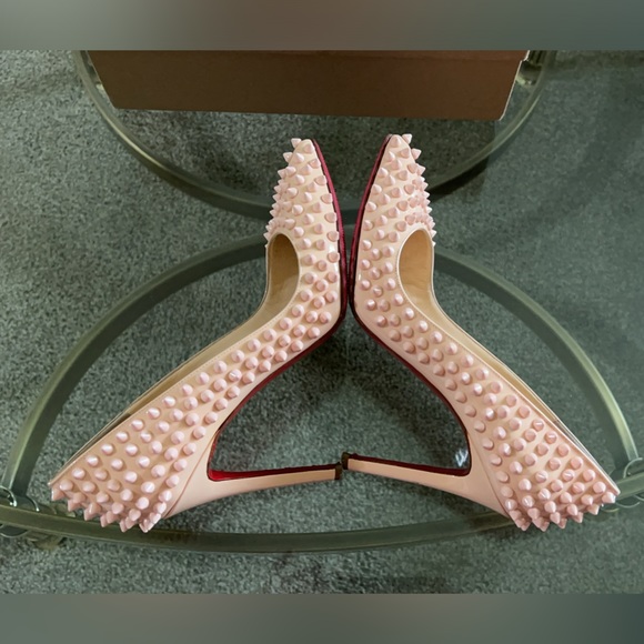 Christian Louboutin Peach Patent Leather Pigalle Spikes Pumps - Picture 10 of 16